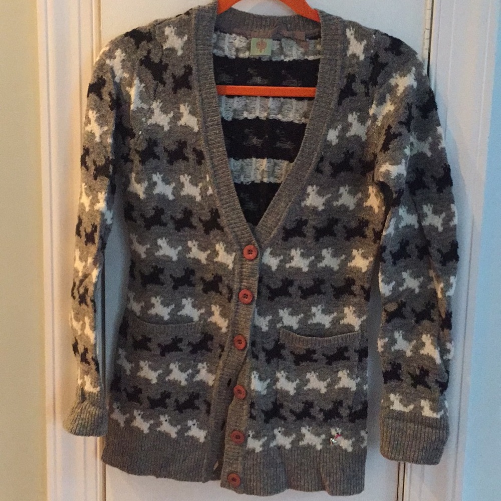 Anthropologie Cardigan Dogs Scotties